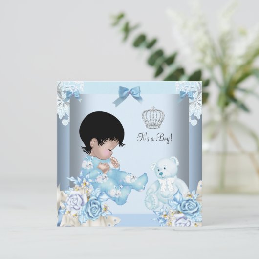 Afrikaanse  Prins Baby shower Boy Kaart (Staand voorkant)