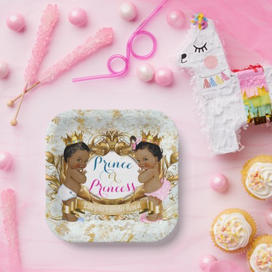 Afrikaanse prins of prinses Elegant Gender onthull Papieren Bordje (Feest)