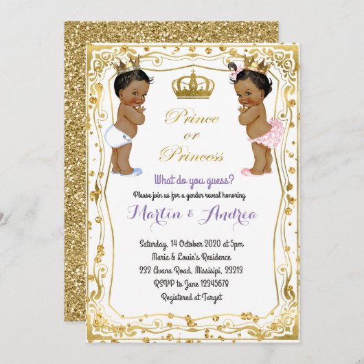 Afrikaanse prins of prinses, gender onthaal kaart (Voorkant / Achterkant)