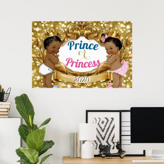 Afrikaanse prins of prinses Glitter Gender onthull Poster (Thuiskantoor)