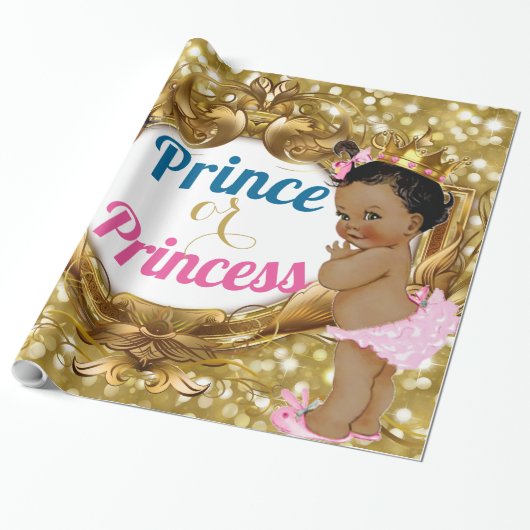 Afrikaanse Prins of Prinses Glitter Gift Wrap Cadeaupapier (Uitgerold)