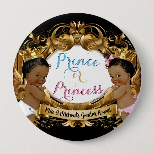 Afrikaanse prins of prinses Koninklijk Geslacht Ronde Button 4,0 Cm (Voorkant)