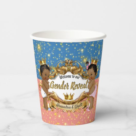 Afrikaanse prins|Princess Pink & Blue Gender onthu Papieren Bekers (Achterkant)