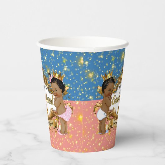 Afrikaanse prins|Princess Pink & Blue Gender onthu Papieren Bekers (Rechts)