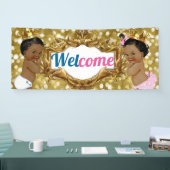 Afrikaanse prins|Princess Pink|Blue Glitter Welcom Spandoek (Beurs)