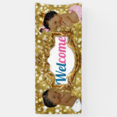 Afrikaanse prins|Princess Pink|Blue Glitter Welcom Spandoek (Verticaal)