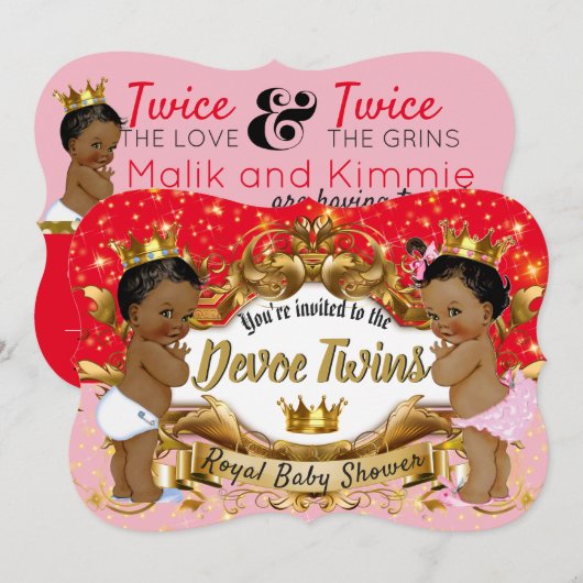 Afrikaanse prins|Princess Pink & Red Gold Sparkle Kaart (Voorkant / Achterkant)