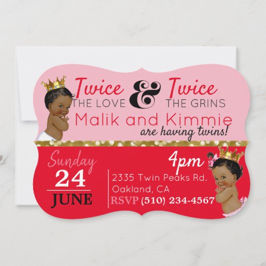 Afrikaanse prins|Princess Pink & Red Gold Sparkle Kaart (Achterkant)