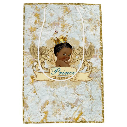 Afrikaanse prins|Prinses Elegant Gold Glitter Medium Cadeauzakje (Voorkant)