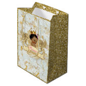Afrikaanse prins|Prinses Elegant Gold Glitter Medium Cadeauzakje (Achterkant Gekanteld)
