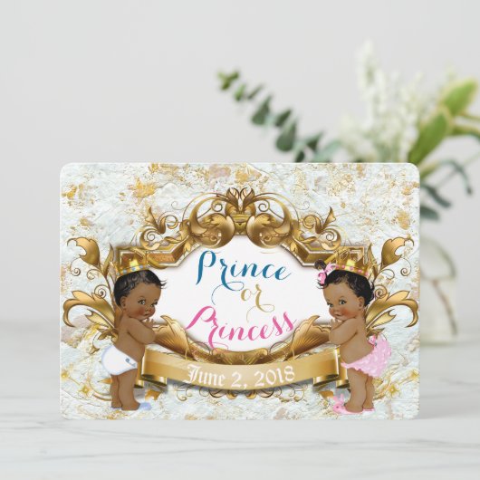 Afrikaanse prins & prinses Geslacht Onthulling Uit Kaart (Staand voorkant)