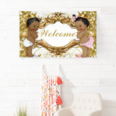 Afrikaanse prins & prinses gouden welkomstbanner spandoek (Insitu)