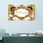 Afrikaanse prins & prinses gouden welkomstbanner spandoek (Beurs)