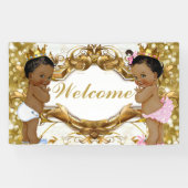 Afrikaanse prins & prinses gouden welkomstbanner spandoek (Horizontaal)