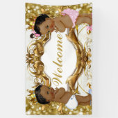 Afrikaanse prins & prinses gouden welkomstbanner spandoek (Verticaal)