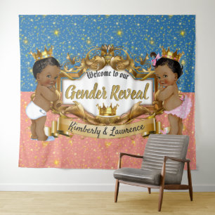 Afrikaanse Prins/Prinses Roze/Blauw/Goud Glitter Wandkleed