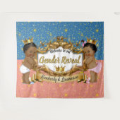 Afrikaanse Prins/Prinses Roze/Blauw/Goud Glitter Wandkleed (Voorkant (horizontaal))