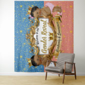 Afrikaanse Prins/Prinses Roze/Blauw/Goud Glitter Wandkleed (In situ)