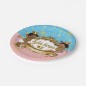 Afrikaanse prins/prinses roze/blauw/gouden enkels papieren bordje (Gekanteld)