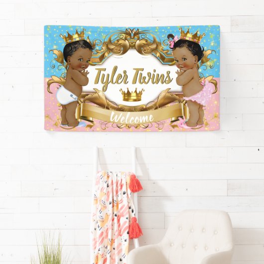 Afrikaanse prins/prinses roze/blauw/gouden enkels spandoek (Insitu)