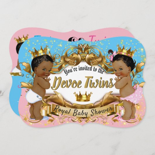 Afrikaanse prins|Prinses Roze & Blauw| Gouden Spar Kaart (Voorkant / Achterkant)