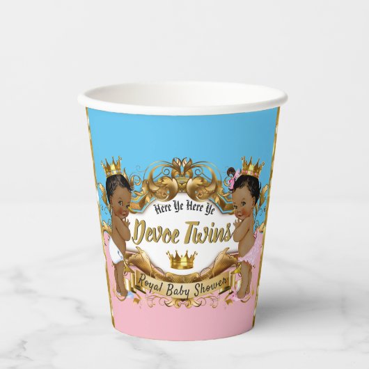 Afrikaanse prins|Prinses Roze & Blauw| Gouden Spar Papieren Bekers (Voorkant)