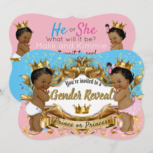 Afrikaanse prins|Prinses roze en blauw| Gender Rev Kaart (Voorkant / Achterkant)