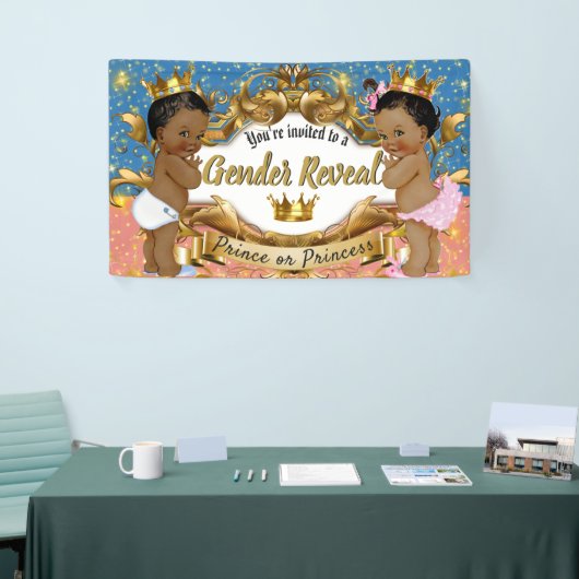 Afrikaanse prins|Prinses roze en blauw| Gender Rev Spandoek (Beurs)