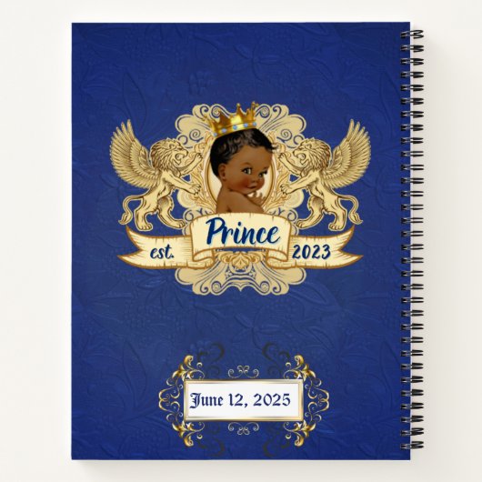 Afrikaanse Prins Royal Baby shower Elegant Guest B Notitieboek (Achterkant)