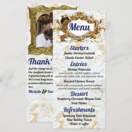 Afrikaanse prins|Royal Blue & Gold Elegant foto Menu (Voorkant / Achterkant)