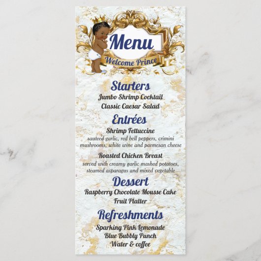 Afrikaanse prins|Royal Blue & Gold Elegant foto Menu (Voorkant)