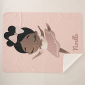 Afrikaanse prinses Ballerina met Bow, Roze Sherpa Deken (Voorkant (horizontaal))