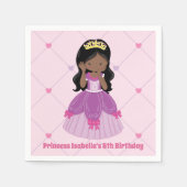Afrikaanse prinses Cute Pink Birthday Party Servet (Voorkant)