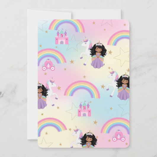 Afrikaanse Prinses Eenhoorn Verjaardagsfeest Rainb Kaart (Achterkant)