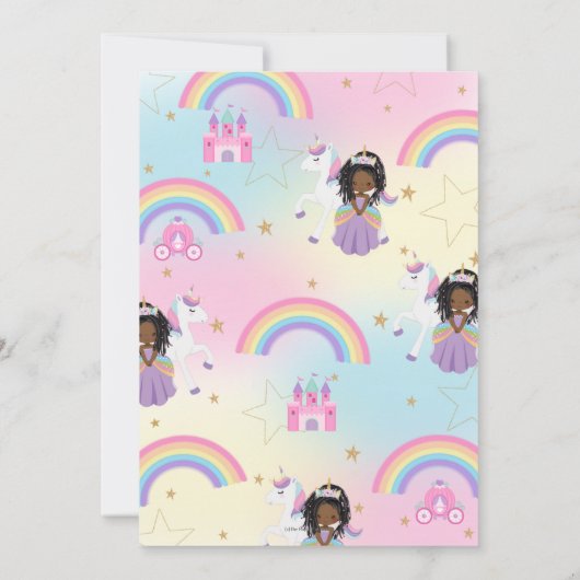 Afrikaanse Prinses Eenhoorn Verjaardagsfeest Rainb Kaart (Achterkant)