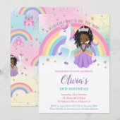 Afrikaanse Prinses Eenhoorn Verjaardagsfeest Rainb Kaart (Voorkant / Achterkant)