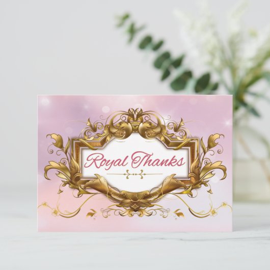 Afrikaanse prinses Elegant Roze|Gold Bedankt kaart (Staand voorkant)