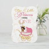 Afrikaanse prinses Fancy roze|Gold 1ste verjaardag Kaart (Staand voorkant)