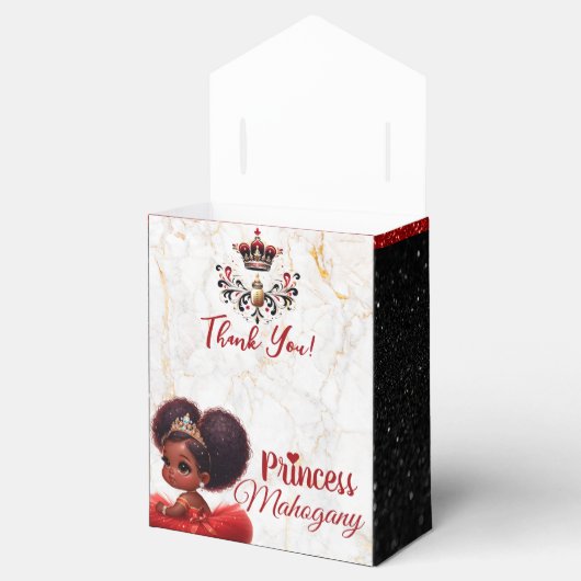 Afrikaanse prinses koninklijke douche glitter rood bedankdoosjes (Geopend)