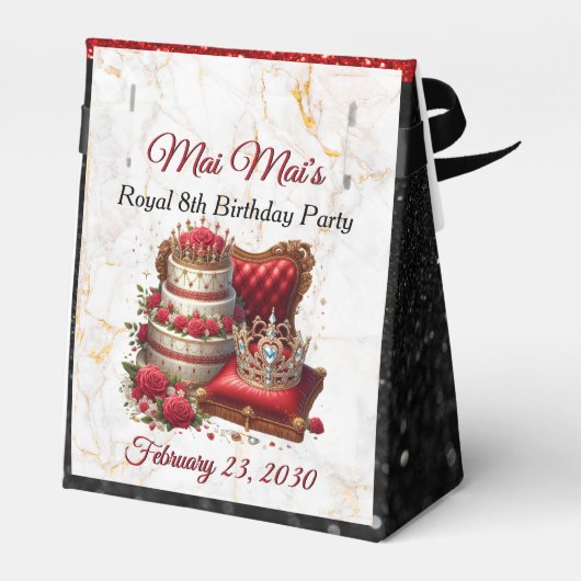 Afrikaanse prinses koninklijke verjaardag glitter  bedankdoosjes (Achterkant)