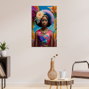 -Afrikaanse prinses met afro-haar Poster