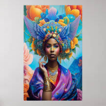 Afrikaanse prinses met vleugels in haar haar haar