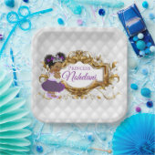 Afrikaanse prinses Paars | Witte en goudlegant Papieren Bordje (Feest)