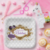 Afrikaanse prinses Paars | Witte en goudlegant Papieren Bordje (Feest)