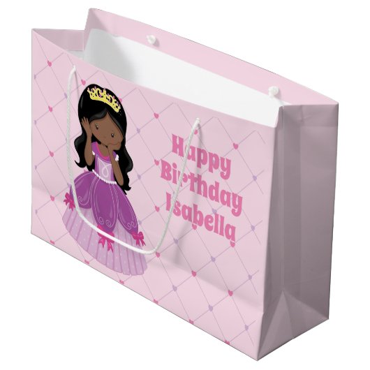 -Afrikaanse prinses Pink Birthday Groot Cadeauzakje (Voorkant Gekanteld)