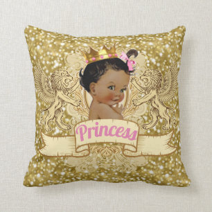 Afrikaanse prinses Pink en Gold Glitter Pillow Kussen