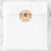Afrikaanse prinses | Regal Lions Crest| Roze & Gou Ronde Sticker (Tas)