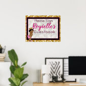 Afrikaanse Prinses|Roze/Zwart/Gouden Glitter Gastb Poster (Thuiskantoor)