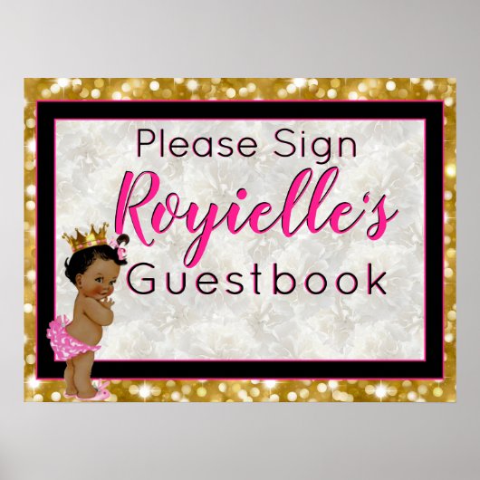 Afrikaanse Prinses|Roze/Zwart/Gouden Glitter Gastb Poster (Voorkant)