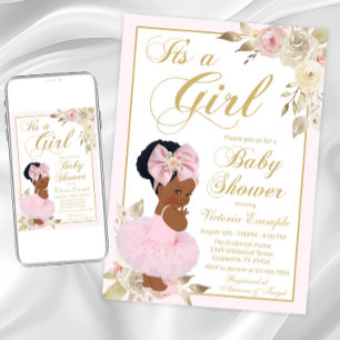 Afrikaanse prinses Tutu babyshower uitnodiging